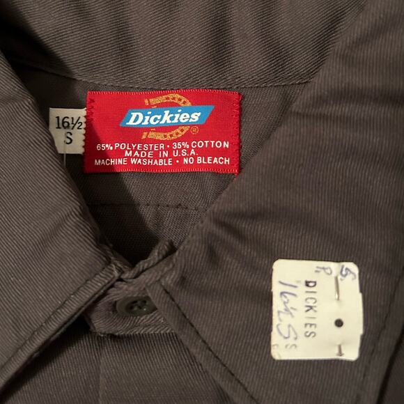 Deadstock Vintage 1980s Dickies Stone Gray Workwear Long Sleeve Shirt / Mens S - Picture 4 of 4